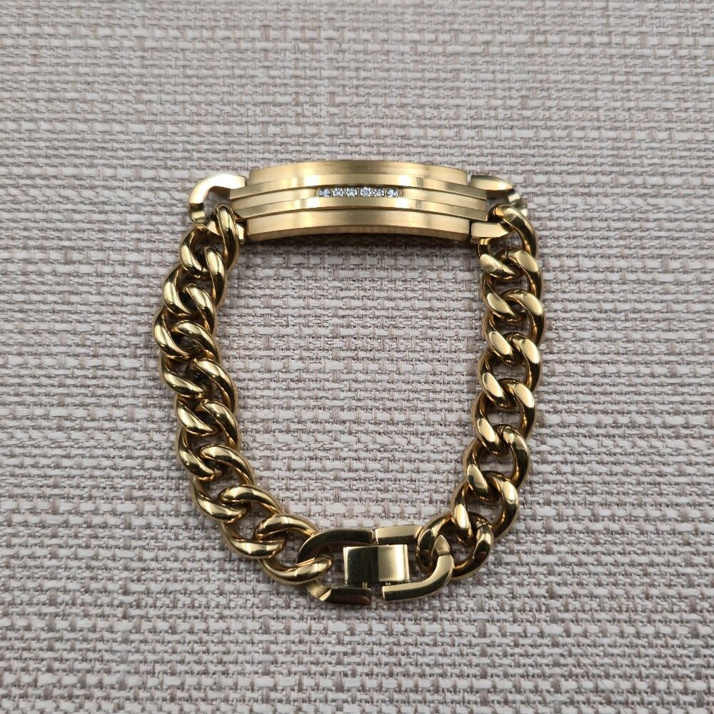 8 Inch Stainless Steel Diamond Accent Cuban Link Chain Bracelet B1105